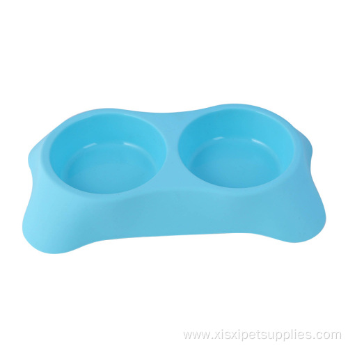 plastic trapezoidal plastic double bowl pet supplies
